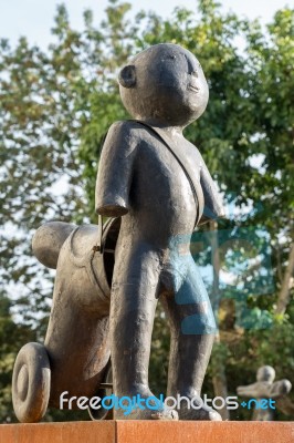 Bistrita, Transylvania/romania - September 17 : Modern Sculpture… Stock Photo