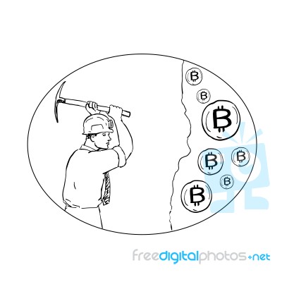 Bitcoin Miner Cryptocurrency Drawing Stock Image