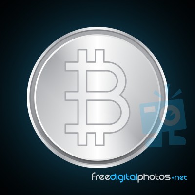 Bitcoin Silver Metal Design Stock Image