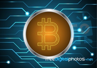 Bitcoin With Circuit Stock Image