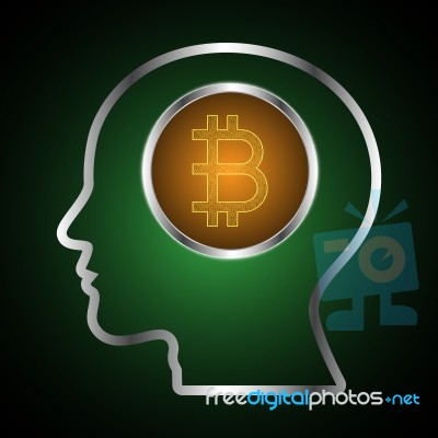 Bitcoin With Humand Head Stock Image