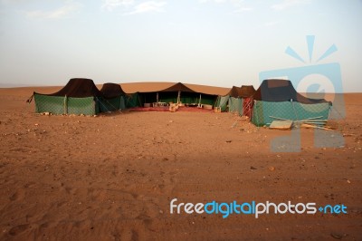 Bivouac Camp, Moroccan Sahara Desert Stock Photo