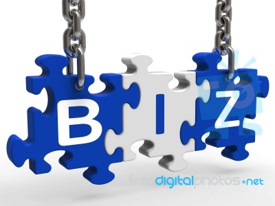 Biz Puzzle Shows Company Or Corporate Business Stock Image