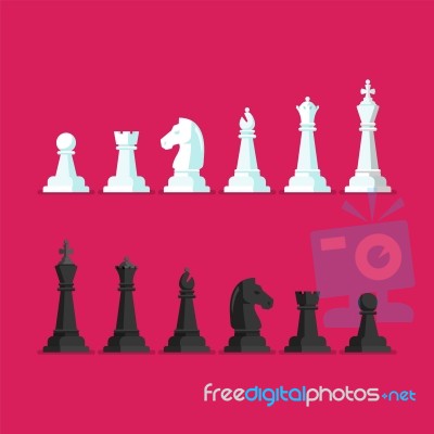 Black And White Chess Piece  Icons Set Stock Image