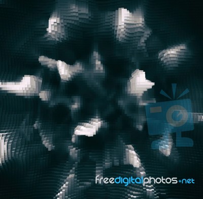 Black And White Extruded 3d Shaped Cubes Mountain Landscape Back… Stock Photo