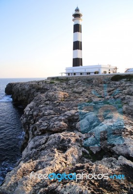 Black And White Mediterranean Lighthouse Stock Photo