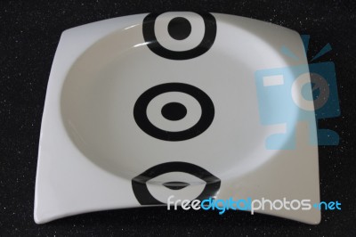 Black And White Plate For Hospitality Stock Photo