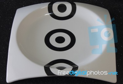 Black And White Plate For Hospitality Stock Photo