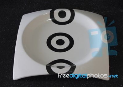 Black And White Plate For Hospitality Stock Photo