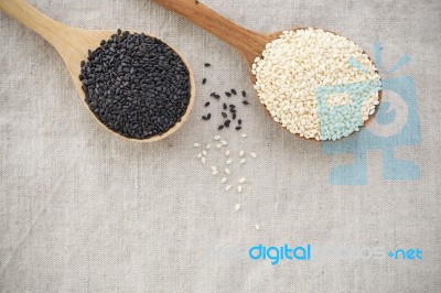 Black And White Sesame Background Stock Photo