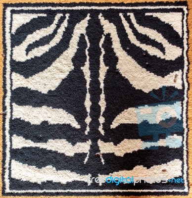 Black And White Tiger Rug Stock Photo