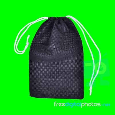 Black Bags White Rope Fabric Green Screen Stock Photo