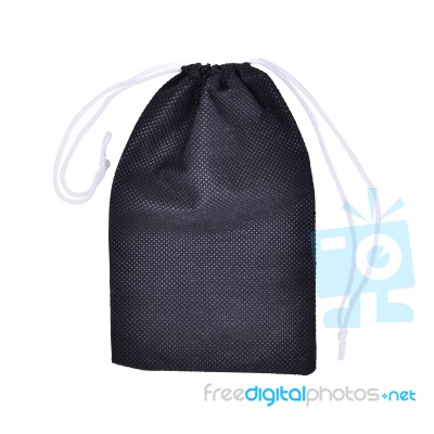 Black Bags White Rope Fabric Isolated Stock Photo