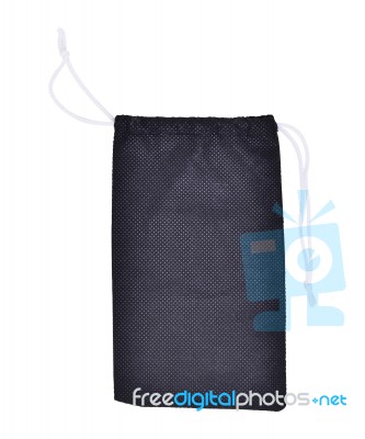 Black Bags White Rope Fabric Isolated Stock Photo