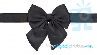 Black Bow Tie Isolated On White With Clipping Path Stock Photo