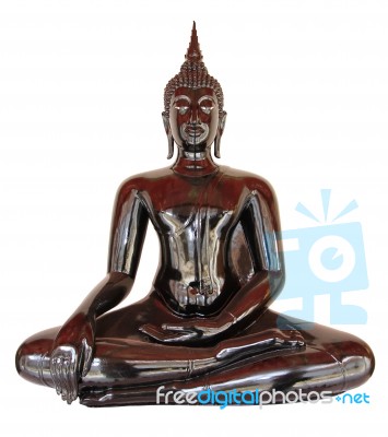 Black Buddha Statue Isolated On White Background Stock Photo