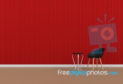 Black Chair In A Red Room Stock Image