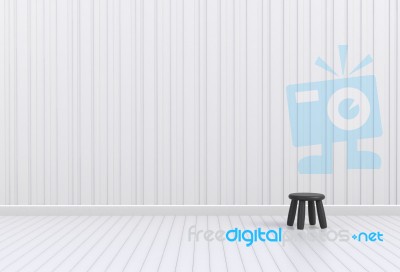 Black Chair In A White Room Stock Image