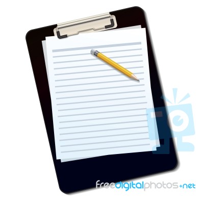 Black Clipboard And Pencil Stock Image