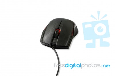 Black Computer Mouse On Isolated White Background Stock Photo