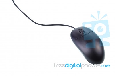 Black Computer Mouse With Cable  Stock Photo