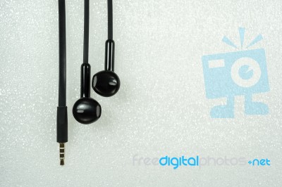 Black Earphone Or Earphones On White Background The Black Earpho… Stock Photo