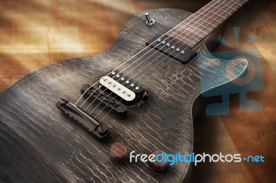 Black Electric Guitar Stock Photo