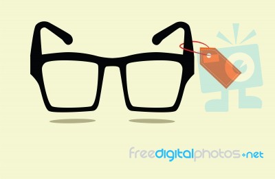 Black Glasses And Label Stock Image