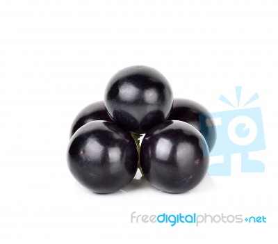 Black Grape Isolated On The White Background Stock Photo