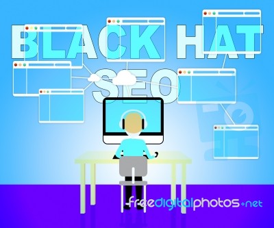 Black Hat Seo Indicates Risky Search Engine Optimization Stock Image