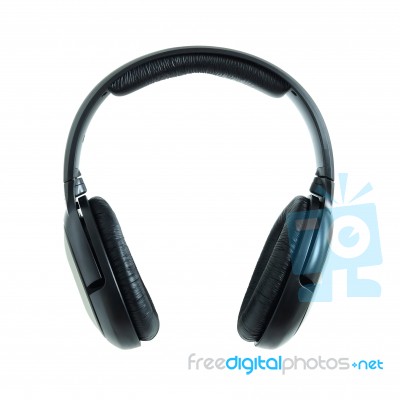 Black Headphones Isolated On White Background Stock Photo