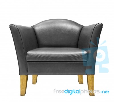 Black Leather Armchair Stock Photo