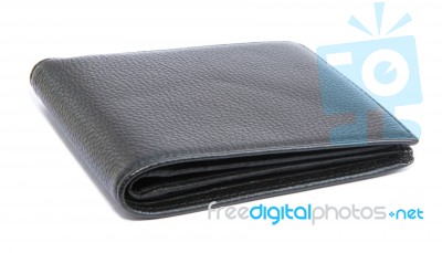 Black Leather Wallet Isolated On White Background Stock Photo