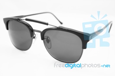 Black Lens Sunglasses Isolated On White Background Stock Photo