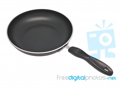 Black Pan With Handle Stock Photo