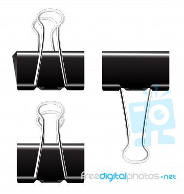 Black Paper Binder Clip Stock Image