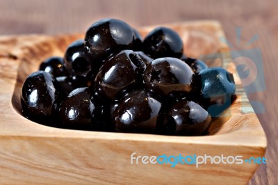 Black Pitted Marinated Olives Stock Photo