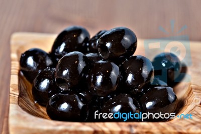 Black Pitted Marinated Olives Stock Photo