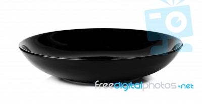 Black Plate Isolated On A White Background Stock Photo