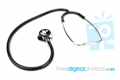 Black Professional Stethoscope Isolated On White Background Stock Photo