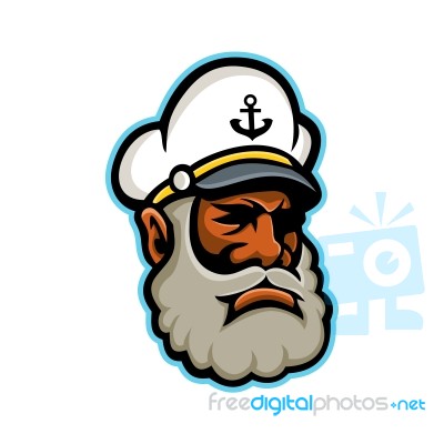 Black Sea Captain Or Skipper Mascot Stock Image