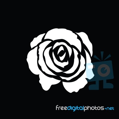 Black Silhouette Of Rose Stock Image