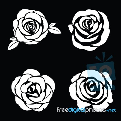 Black Silhouette Of Rose Set Stock Image