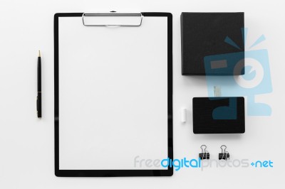 Black Stationery Branding Mockup Stock Photo