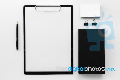 Black Stationery Branding Mockup Stock Photo