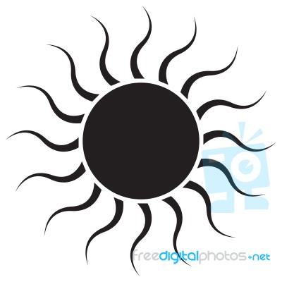 Black Sun On White Background Stock Image