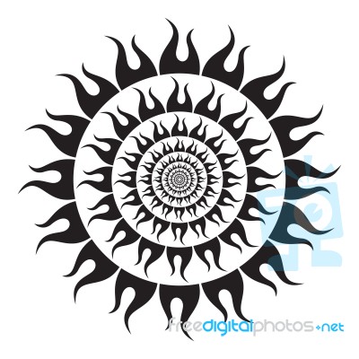 Black Sun On White Background.  Illustration Stock Image