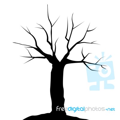 Black Tree Without Leaves Set Stock Image