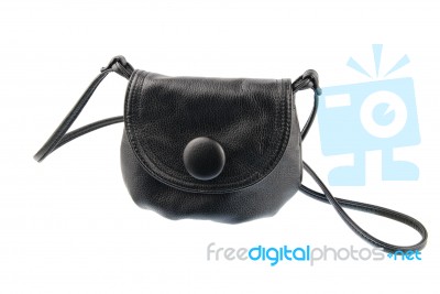 Black Woman Leather Bag On White Stock Photo