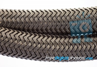 Black Woven Braided Tube Housing Cable Stock Photo